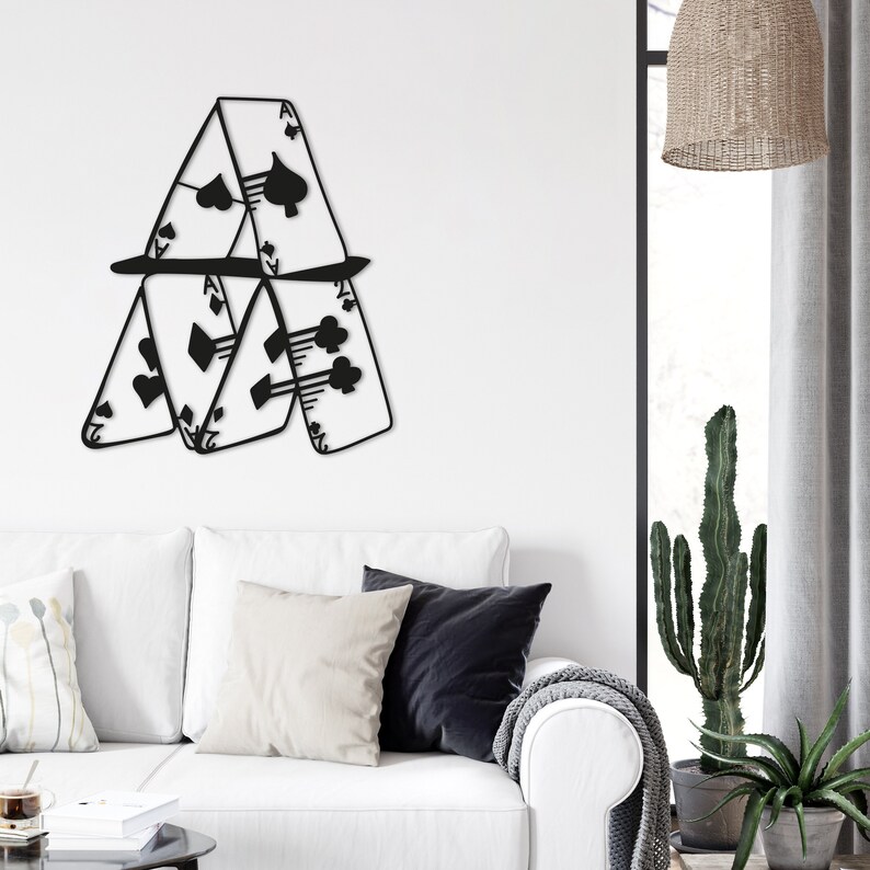 Playing Cards Metal Wall Art, Poker Cards Set Minimalist Wall Art