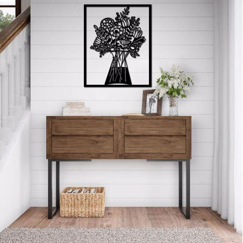 Vase of Flower Metal Wall Decor Flowers Art Decor 3D Metal Etsy