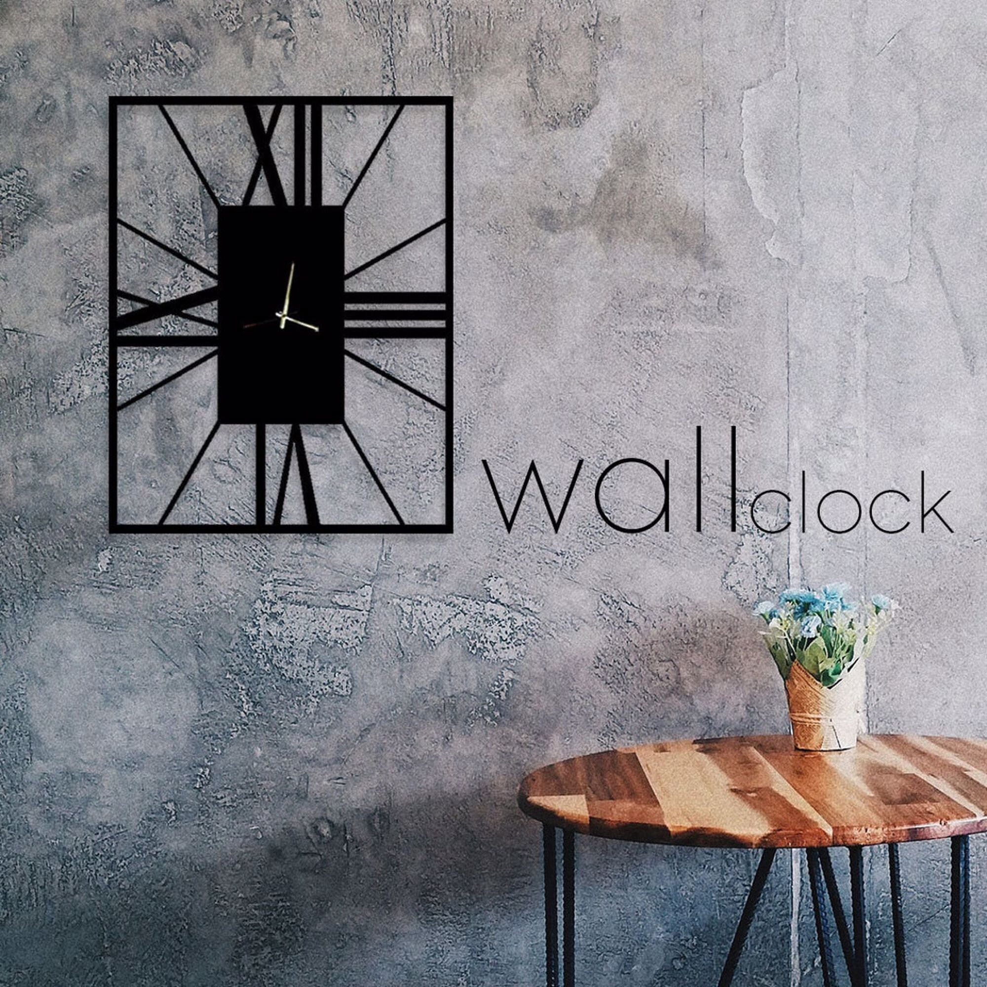 Rectangle Metal Wall Clock With Large Roman Numerals - Etsy