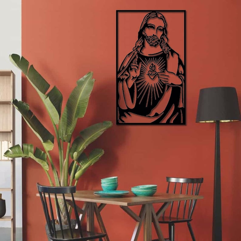 The Heart of Jesus Metal Wall Decor Heart Jesus Metal Gift Etsy