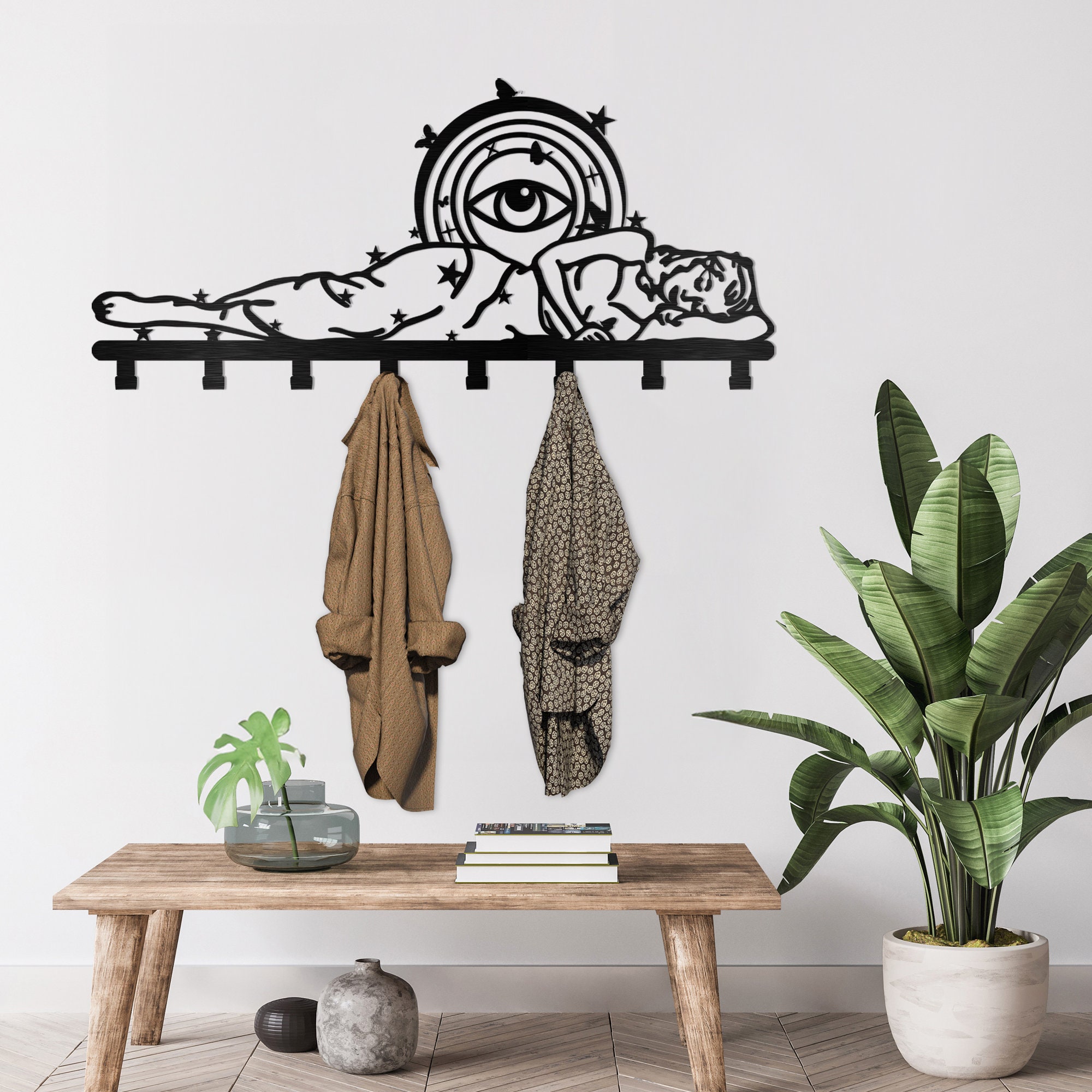 Sleeping Beauty Metal Wall Rack: Celestial Evil Eye Coat Hanger - Etsy