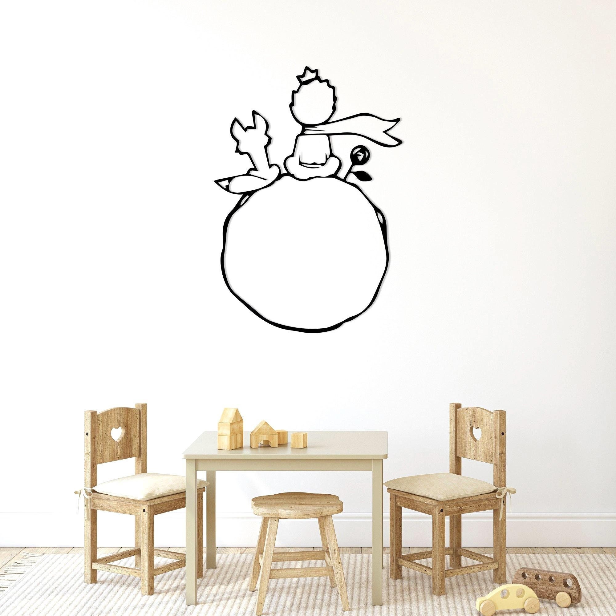 The Little Prince Metal Wall Art: Minimalist Kids Room Decor, Le 