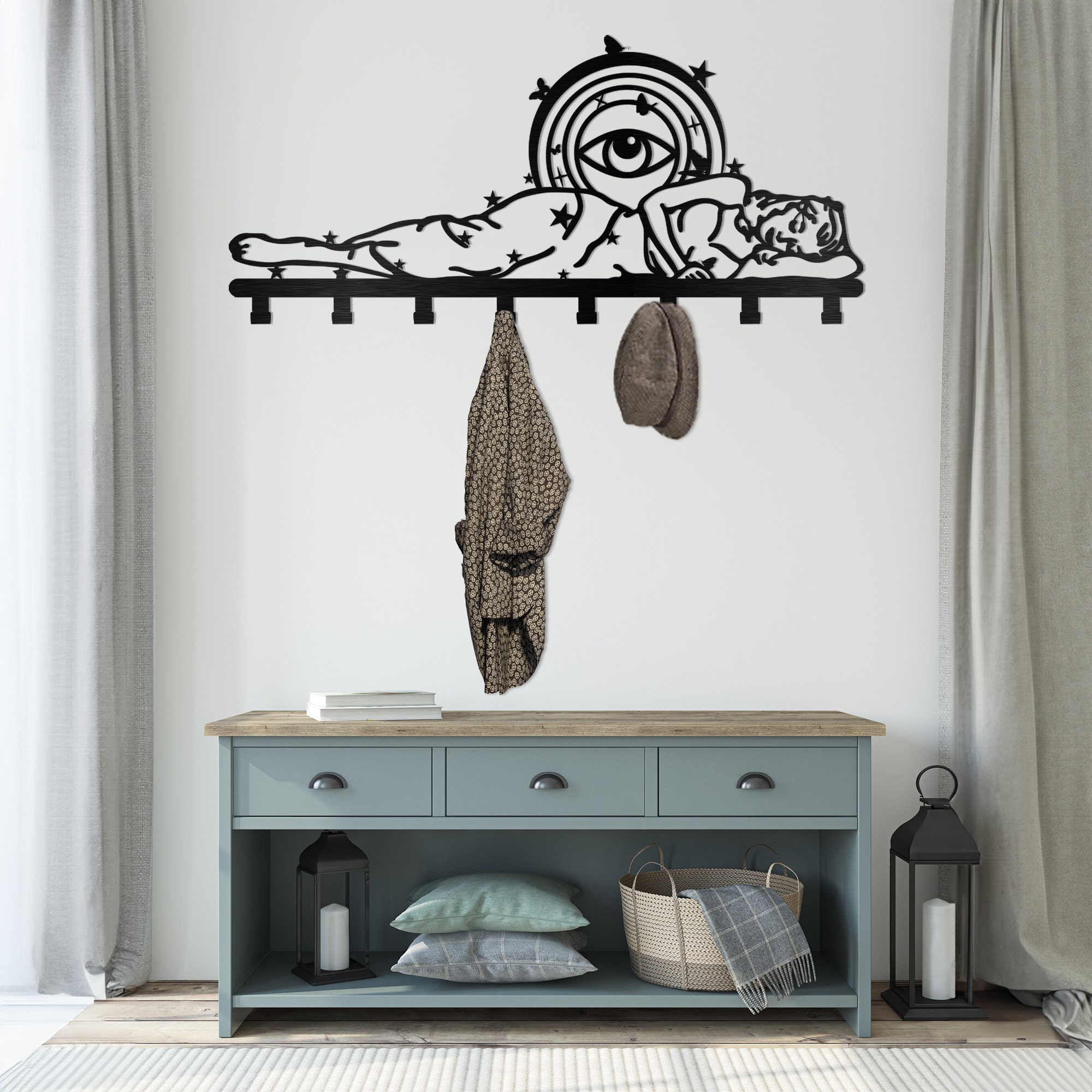 Sleeping Beauty Metal Wall Rack: Celestial Evil Eye Coat Hanger - Etsy