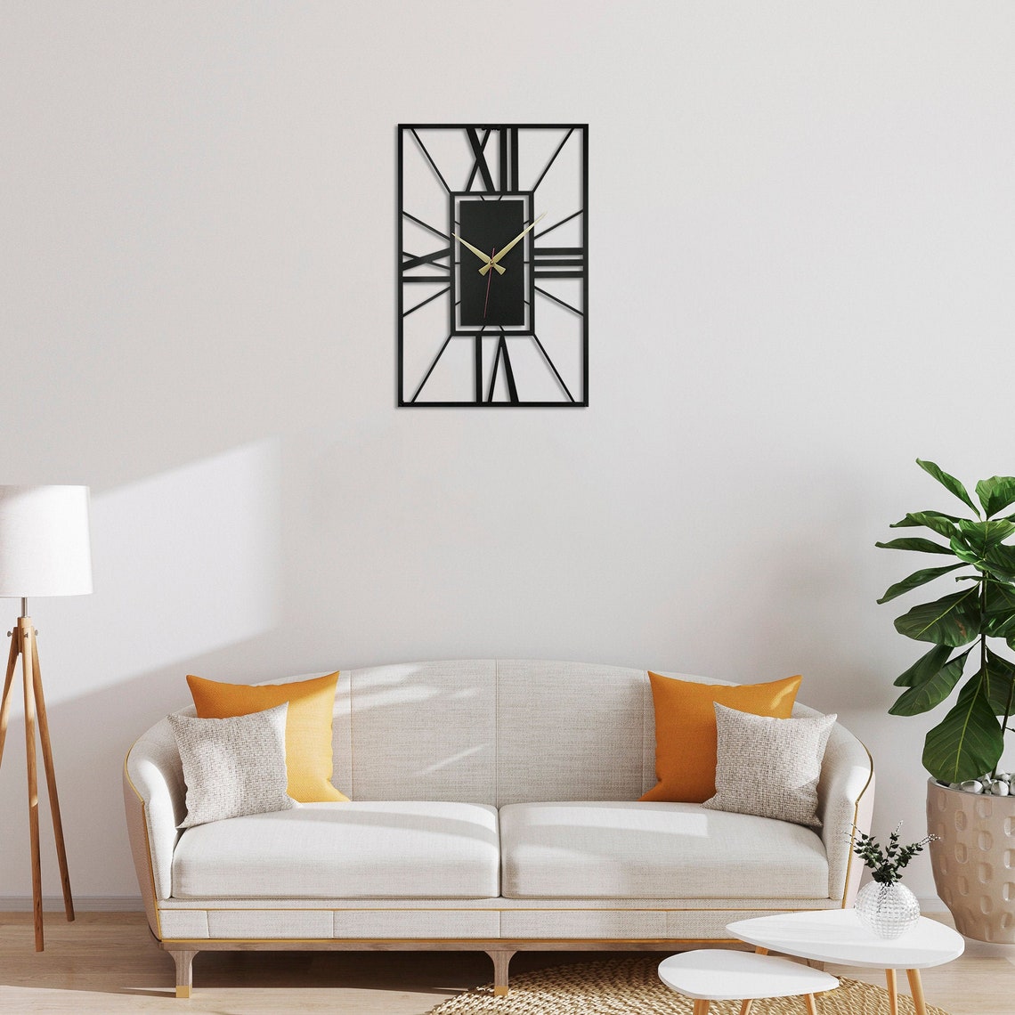 Roman Large Wall Clock / Rectangle Farmhouse Wall Clock / Etsy