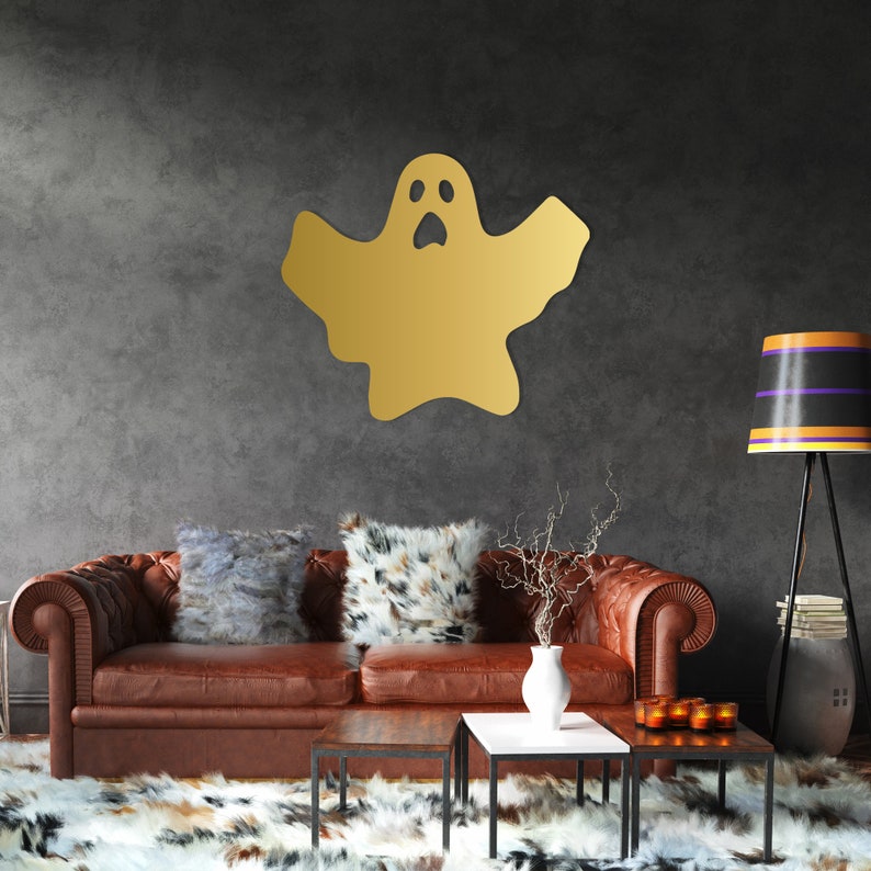 Ghost Metal Wall Art, Halloween Outdoor Home Decor Gothic Ghost Mask