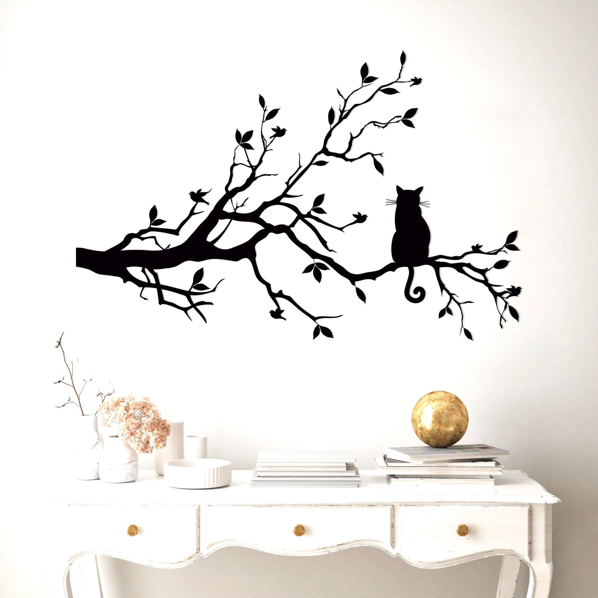 Decorazione Parete Gatto E Luna - Metallo Nero, 33cm, Stile Vintage - Foto 11