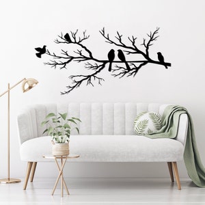 Metalen wandkunst Vogels op een tak Metalen wanddecoratie Vogelliefhebbers cadeau Metalen tuinkunst Metalen boomkunst Buitenhuisdecoratie Vogels Kunst afbeelding 5