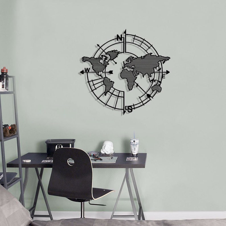 World Map Metal Wall Decor World Map Wall Art World Map for Etsy
