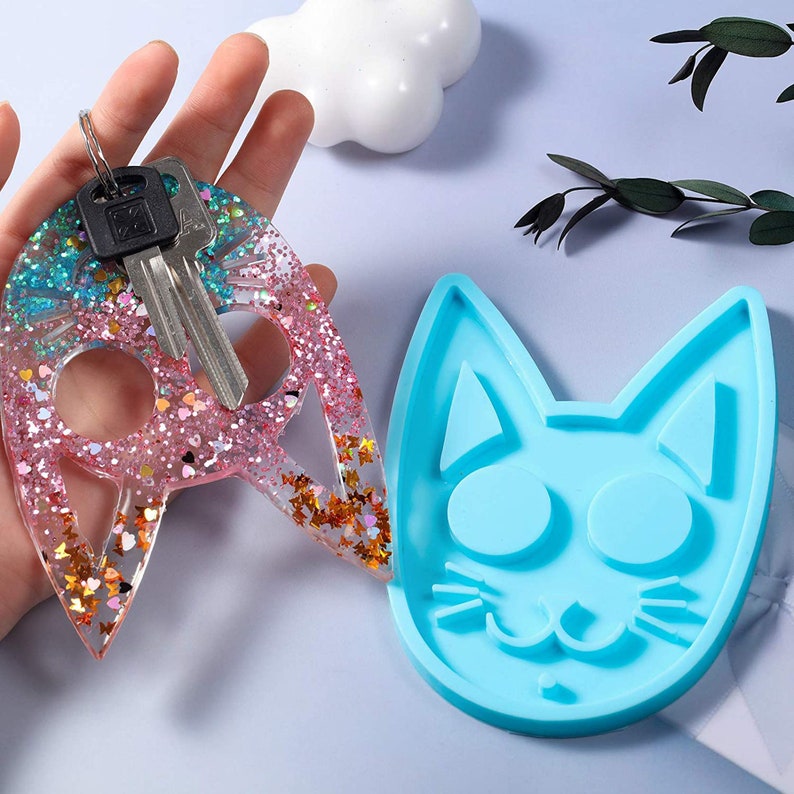 Self Defense Cat Keychain Mold Resin Knuckles Molds Silicone Etsy