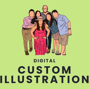 Family Portrait, Drawing From Photo, Art Commission, Digital Download, Faceless Portrait, Faceless Painting