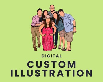 Family Portrait, Drawing From Photo, Art Commission, Digital Download, Faceless Portrait, Faceless Painting