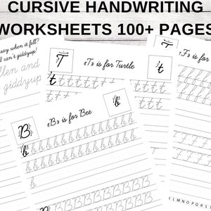 Cursive Handwriting Practice Worksheets for Kids, Printable