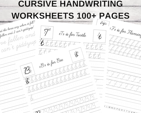 Printable Cursive Handwriting Worksheets for Kids, Cursive Writing Practice  Sheets for Kids, Letter Tracing 100 Pages PDF Us Letter Size 