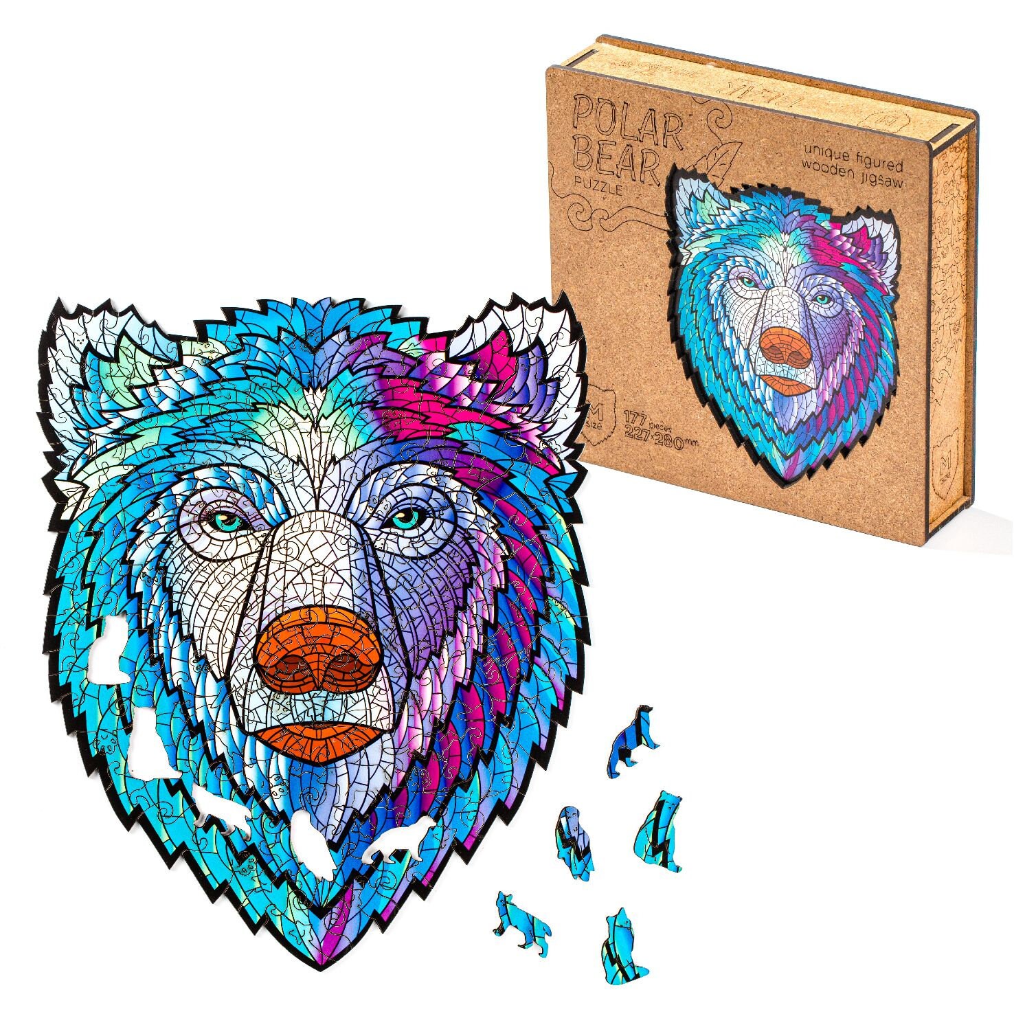 Laser cut wooden jigsaw puzzle fro adults Bear Size M / Etsy