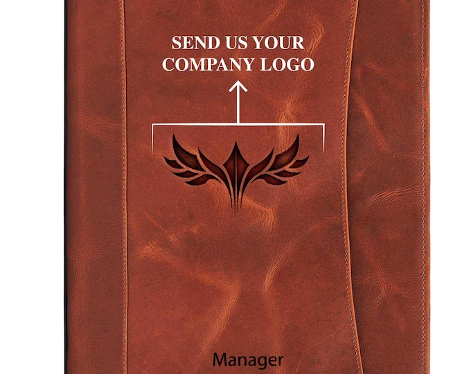 Personalized Leather Zipper Portfolio: Engraved Business Gift