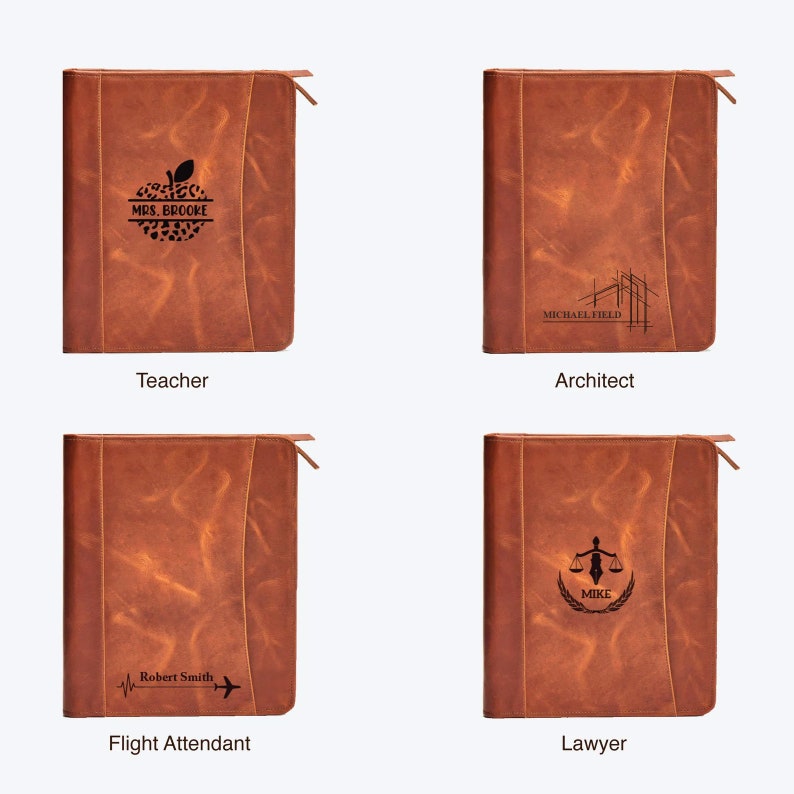 Personalized Portfolio Premium Leather with Zipper Closure, Elegant Business Gift for Clients, Engraved Logo Option Available image 7