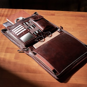 Coach Gifts, Leather Zipper Portfolio, Company gift, Promotional Personalized Gift, Business Gift for Clients, Graduation Gift