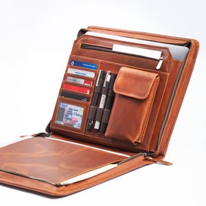 Regalo de cuero para el Día del Padre, Portafolio con cremallera, Regalo para empresas, Regalo promocional personalizado, Regalo de empresa para clientes, Regalo de graduación