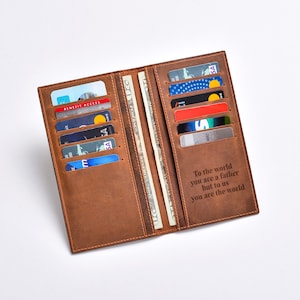 Ideas personalizadas de regalos del Día del Padre, billetera personalizada, billetera grabada, billetera de cuero, billetera para hombres, billetera personalizada, regalo de cumpleaños para él, regalo de papá