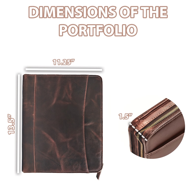 Personalized Portfolio Premium Leather with Zipper Closure, Elegant Business Gift for Clients, Engraved Logo Option Available image 9