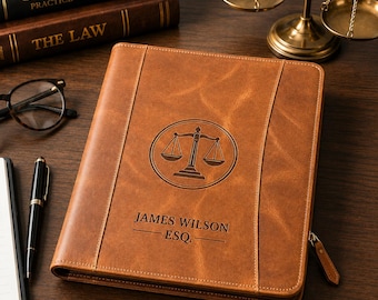 Portafolio de cuero personalizado para futuro abogado – Regalo de graduación de la facultad de derecho