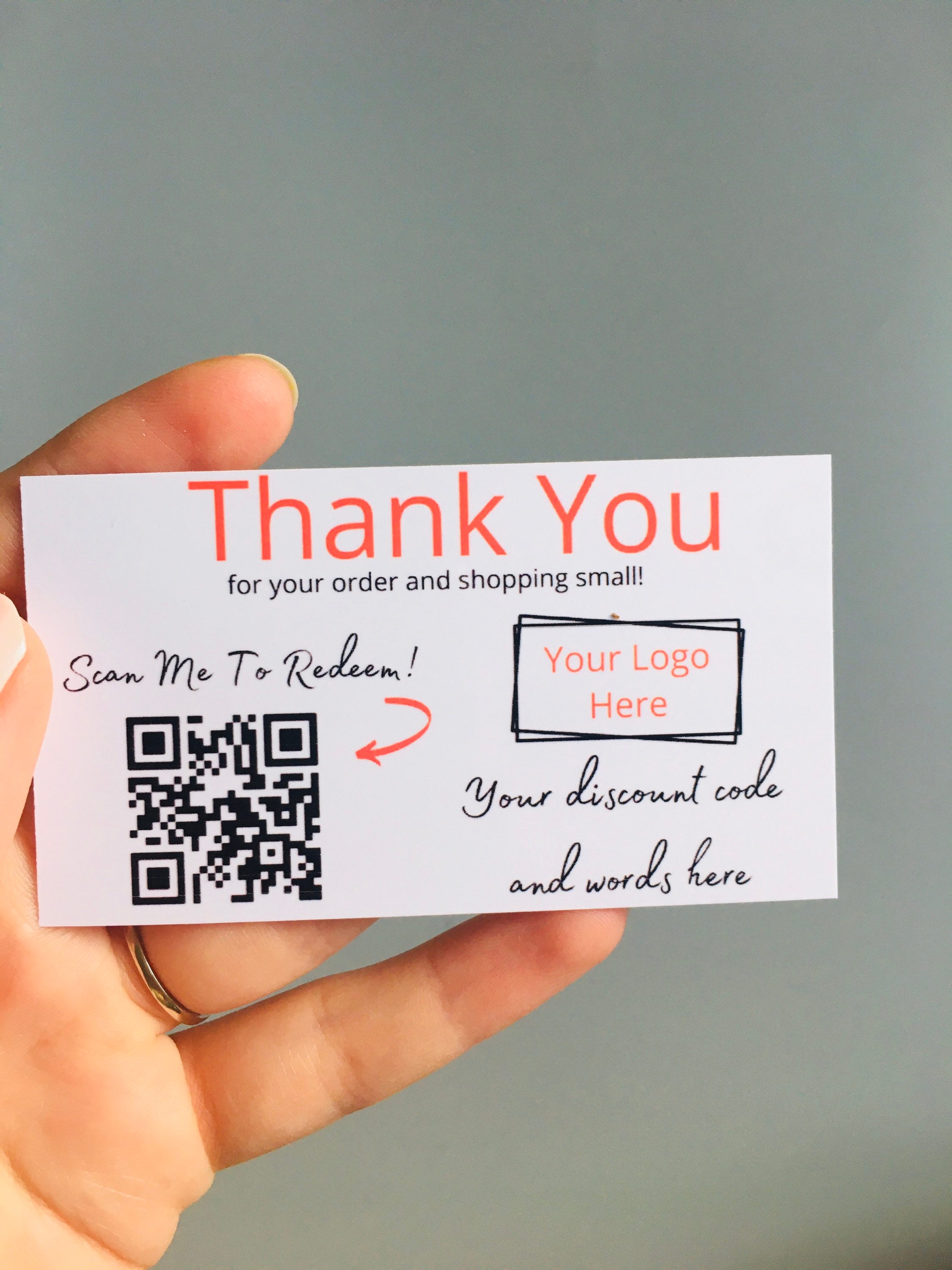   Thank You for Purchase Cards with Feedback Request & QR  Code Link - 2 x 3.5 - Business Card Size - Small Business - Online Store  Retailer - Package