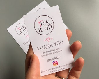 Thank you business card, personalised, glossy, matte, printed thank you cards, thank you for your order, supporting my small businesses