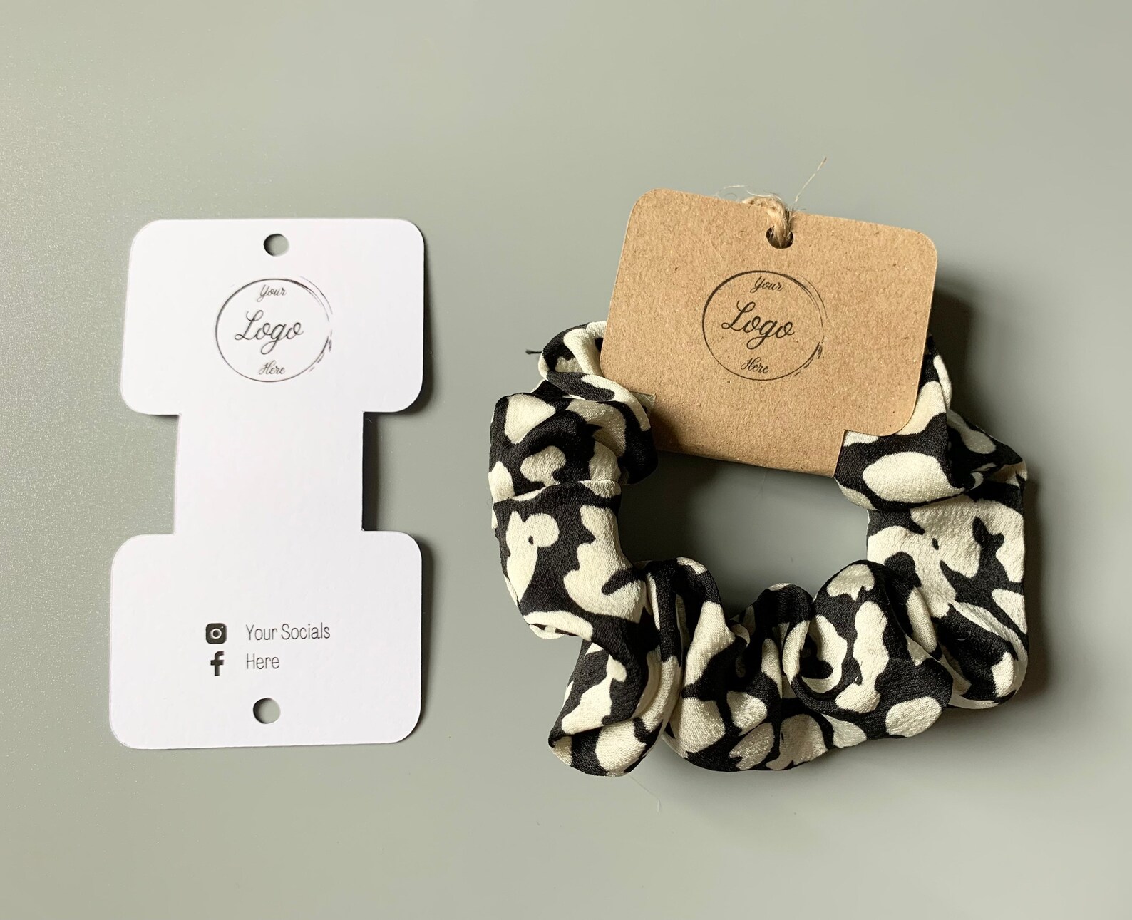 Custom Scrunchies Tag Kraft Recycled Business Cards Display Etsy