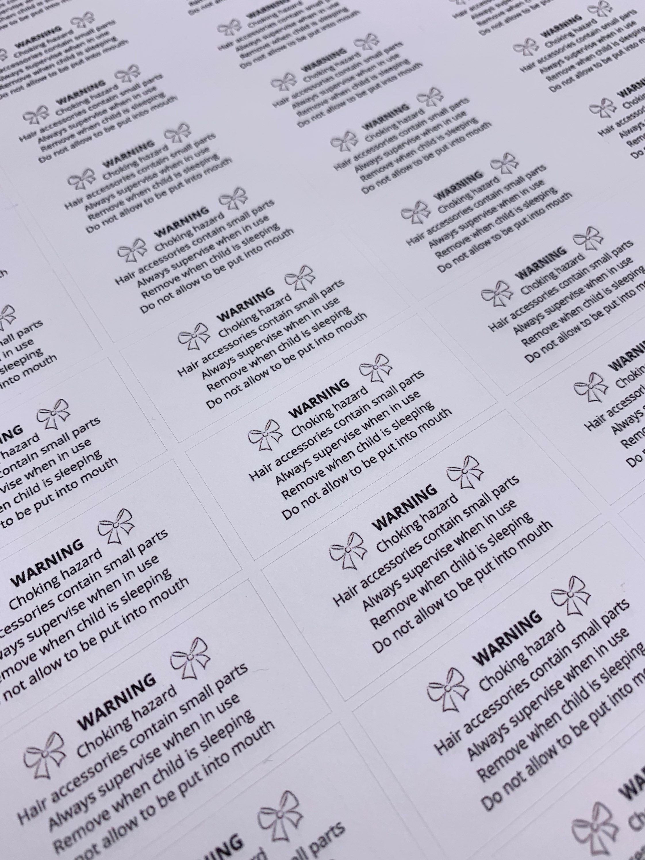 Custom Warning Labels Hair Bow Packaging Personalised Etsy UK