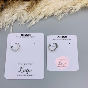 Logo earring cards (large), earring cards for hoops, jewellery backing cards, Kraft earring card, recycled, eco friendly packaging