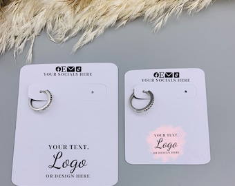 Logo earring cards (large), earring cards for hoops, jewellery backing cards, Kraft earring card, recycled, eco friendly packaging