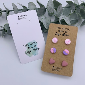 Personalised earring display cards, jewellery backing cards, Kraft earring card, recycled, eco friendly packaging, small business supplies