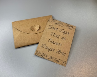 Kraftpapier-Visitenkarten und Umschlag, personalisierte Visitenkarten, Dankeskarten, Kraft-Business-Tags, Verpackung für kleine Unternehmen