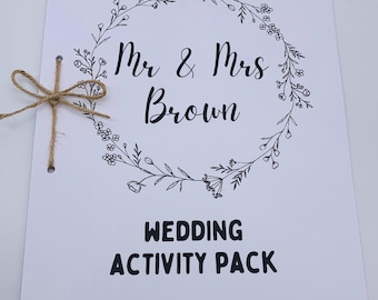 wedding activity book for kids, pack for children, wedding favours, games for kids, personalised wedding activity pack, printed reading