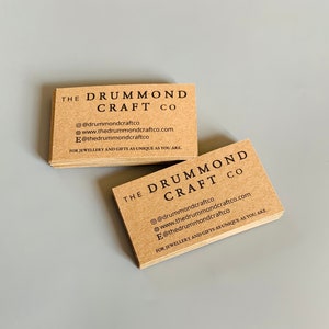 Custom, Kraft business cards, recycled business cards, kraft business tags, small business supplies packaging, thank you note