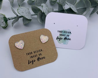 Personalised earring display cards, jewellery backing cards, Kraft earring card, recycled, eco friendly packaging, small business supplies