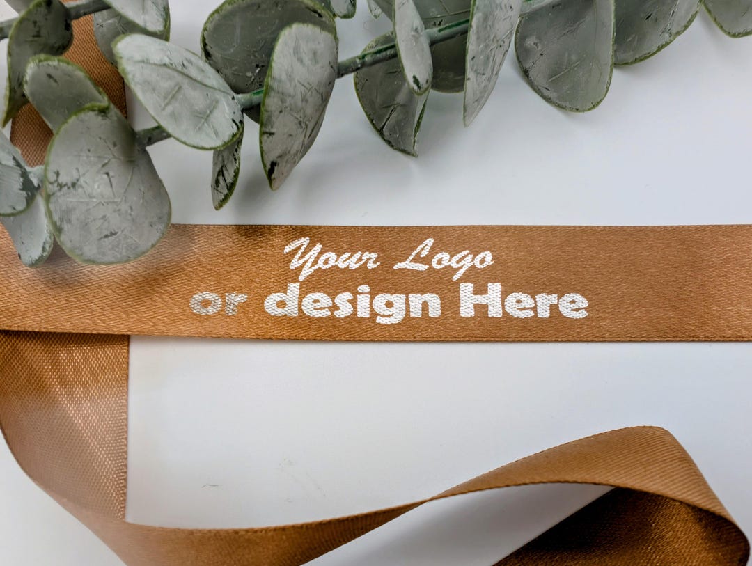 25mm Logo Ribbon, Custom Printed Flat Ribbon Personalized, Satin Ribbon ...