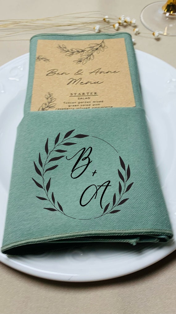 Wedding Napkins Linen Green, Teal Cloth Napkins Bulk