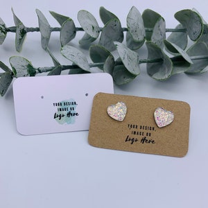 Personalised earring display cards, jewellery backing cards, Kraft earring card, recycled, eco friendly packaging, small business supplies