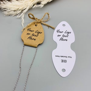 Logo necklace holder, eco friendly packaging, display cards, jewellery backing cards, Kraft necklace card custom, recycled, small business