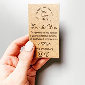 Personalised, Kraft thank you cards, recycled business cards, kraft business tags, small business supplies packaging, thank you note