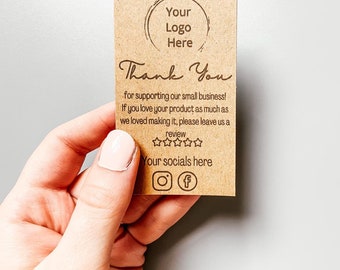 Personalised, Kraft thank you cards, recycled business cards, kraft business tags, small business supplies packaging, thank you note