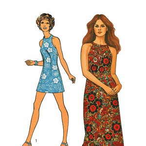 Simplicity 9824 Super Jiffy Sleeveless Dress Vintage 70s Sewing Pattern Size 12 Bust 34 Uncut FF