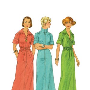 Simplicity 6129 Dress or Robe Vintage 70s Sewing Pattern Size 12 14 Uncut FF