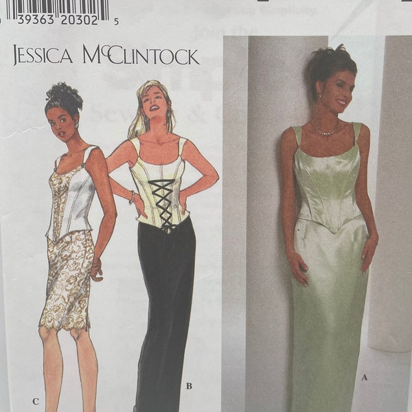 Simplicity 7637 Jessica McClintock Bustier Petite Top and Skirt 90s Sewing Pattern Size 10 12 14 Uncut FF