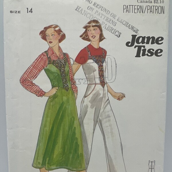 Butterick 5283 Jane Tise Jumper and Jumpsuit Vintage 1970s Designer Sewing Pattern Size 14 Bust 36 Uncut FF