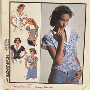 Style 1572 Set of Short Sleeve Blouses Vintage 80s Sewing Pattern Size 14 16 18 Uncut FF