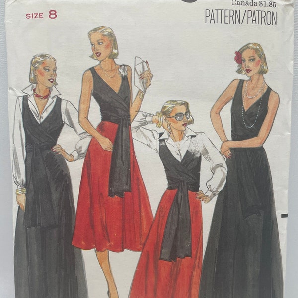 Butterick 5653 Convertible Collar Blouse, Wrap Top and Skirt Vintage 70s Sewing Pattern Size 8 Uncut FF