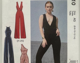McCall's 7910 One Shoulder, Surplice, or Halter Jumpsuit Sewing Pattern Size 6 8 10 12 14 Uncut FF