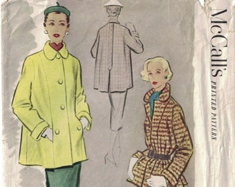 1950s Vintage MCCALL'S 8646 Misses' Topper Jacket Pattern Size 12 Bust 30 Copyright 1951